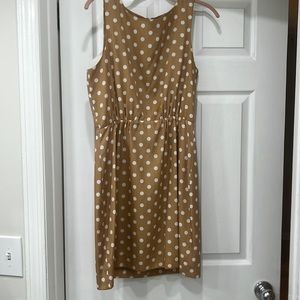 Jcrew gold polka dot dress/ falls at knee